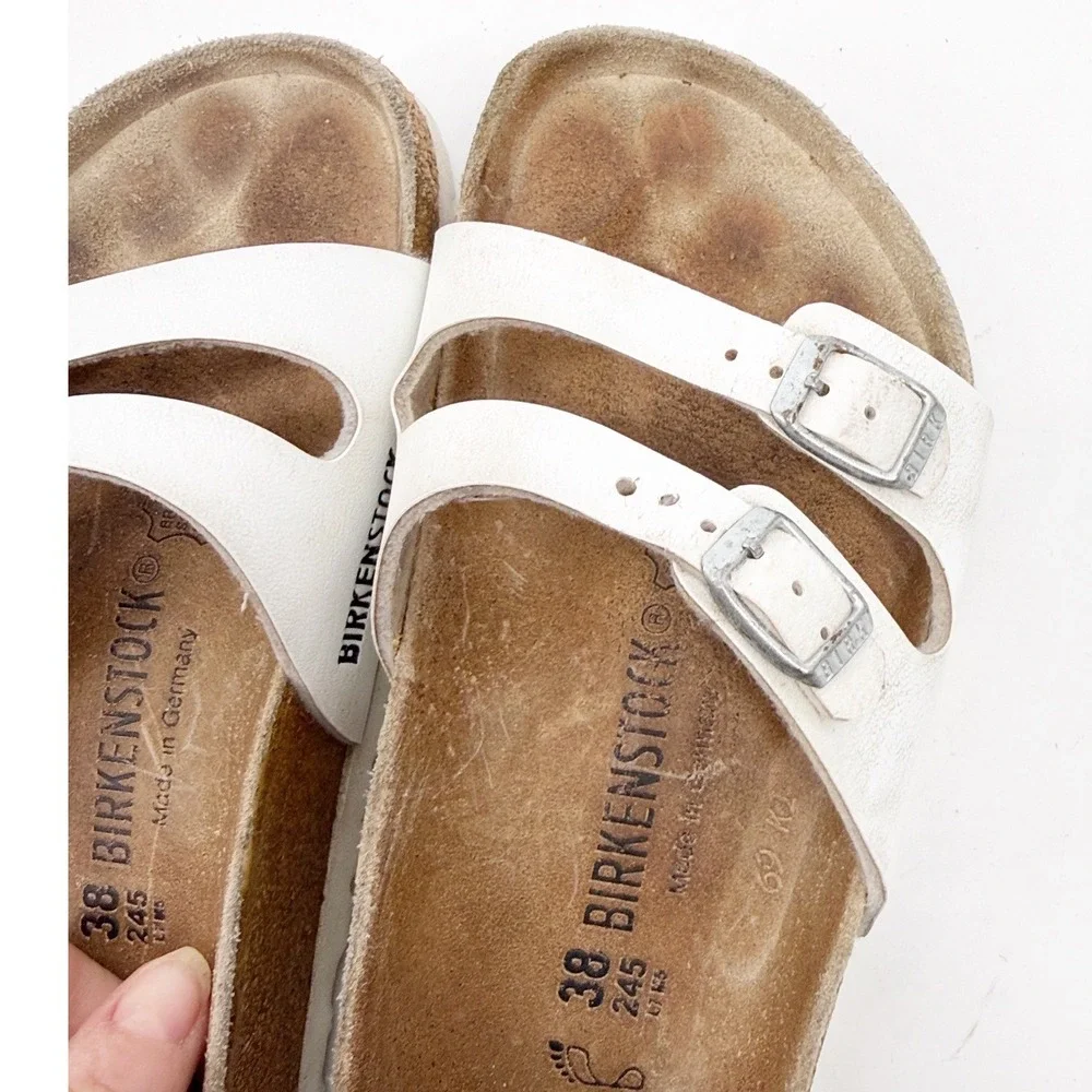 Birkenstock Ibiza White Birko-Flor Two Strap Sandals Womens 38 L7 M5 - Picture 3 of 11